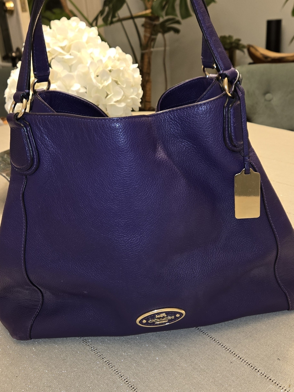 Coach Purple Leather Shoulder Tote - Picture 11 of 16